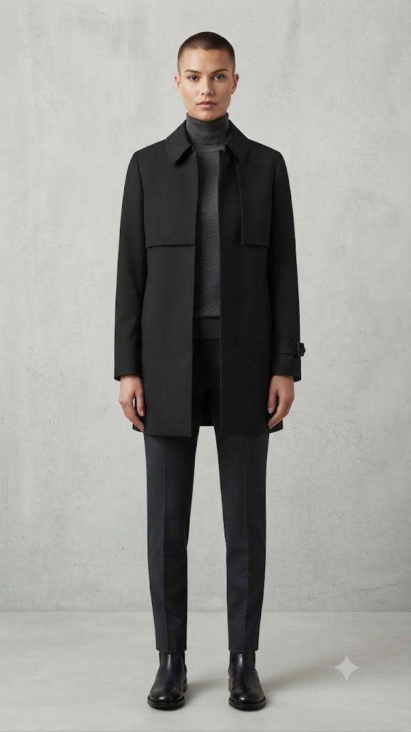 Abrigo Casual selected Negro Mujer