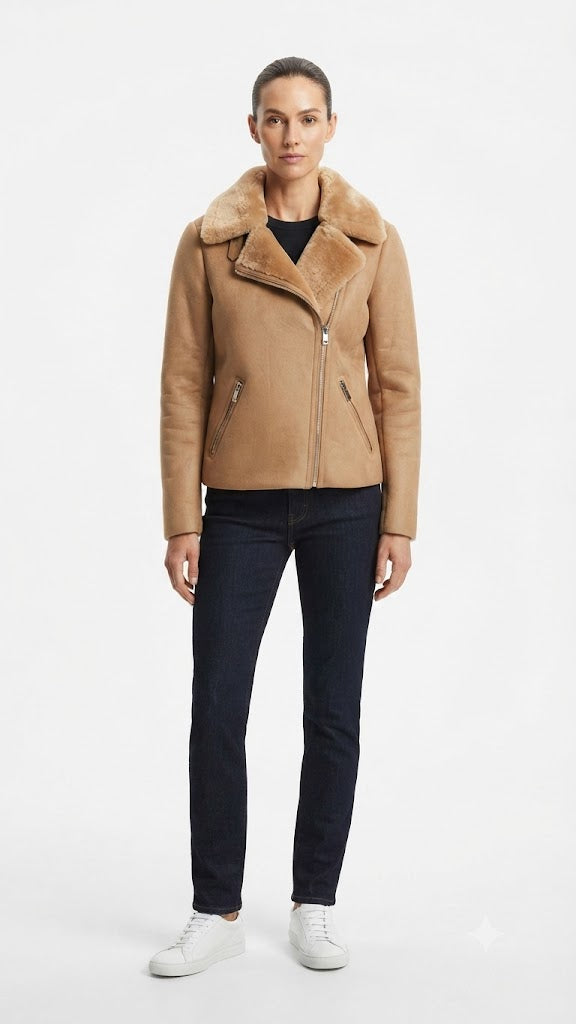 Chaqueta Lana Casual Seleted Arena Mujer