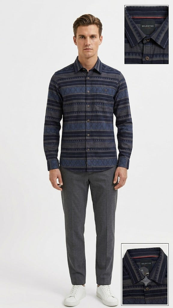 Camisa Selected Azul Marino Hombre 4019