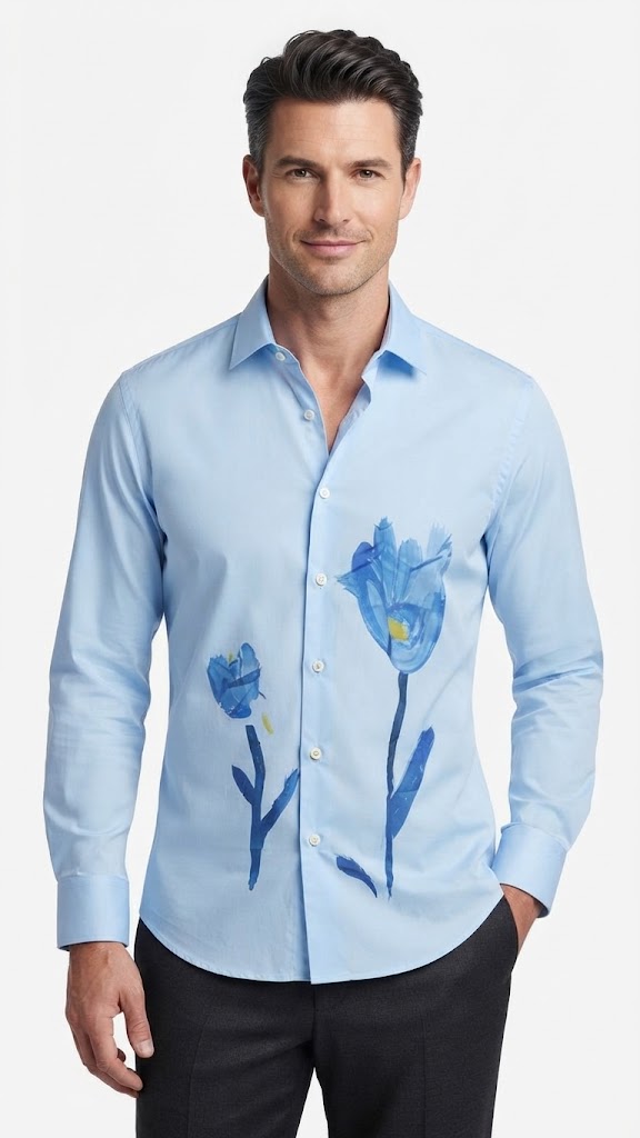 Camisa Azul Celeste Selected Hombre 9023
