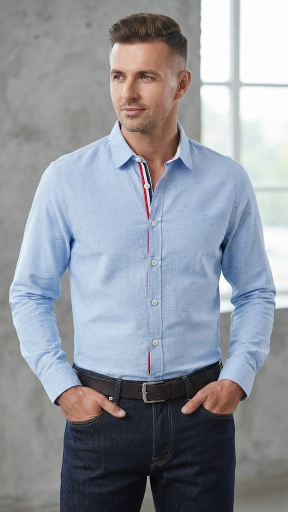 Camisa Azul Celeste Selected Hombre 7197