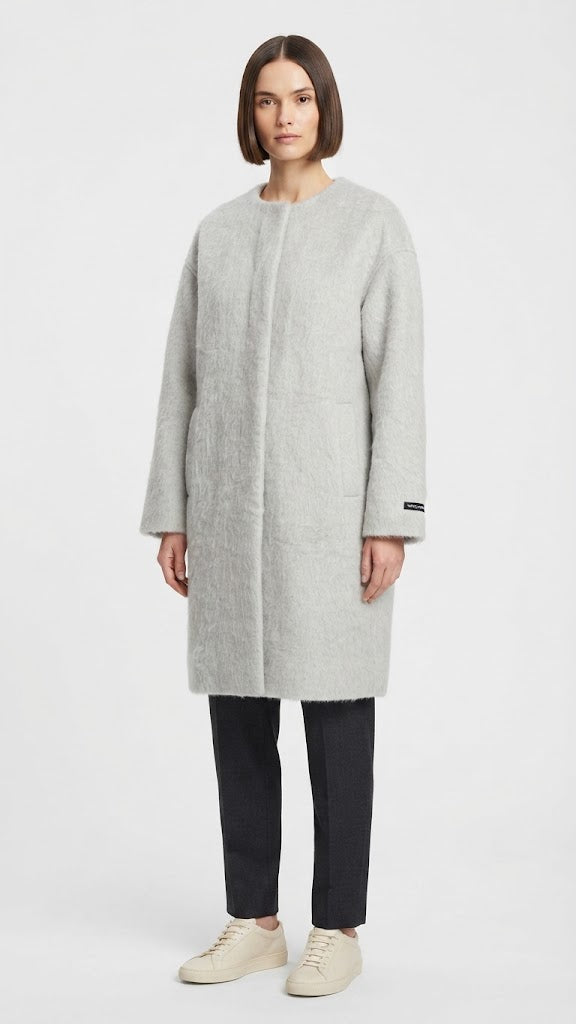 Abrigo Lana Gris Claro Selected Mujer 6149