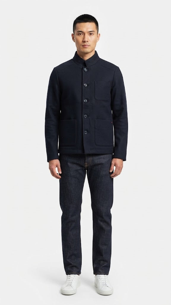 Abrigo Lana Azul Electrico Selected Hombre 0009