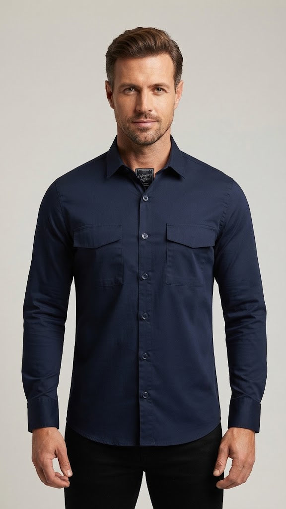 Camisa Selected Azul Eléctrico Hombre 3706