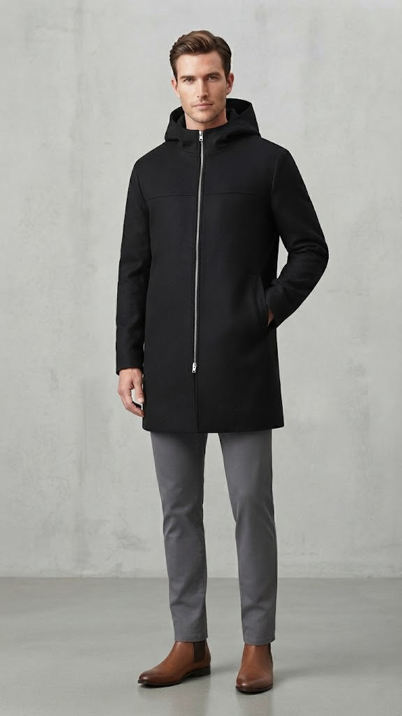 Abrigo Negro Selected Hombre 6753