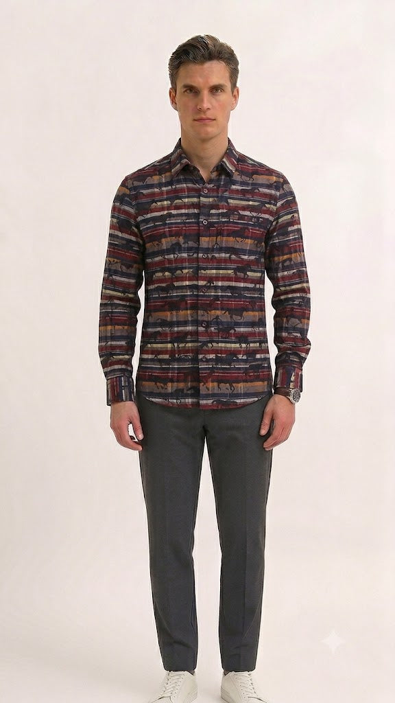 Camisa Selected mezcla de colores Hombre 8513