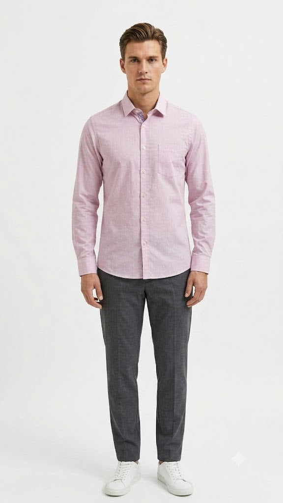 Camisa de Rayas Selected Rosa Marino Hombre 6897