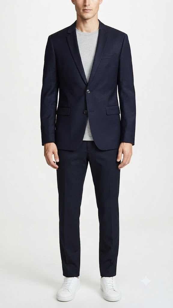 Blazer de Lino a Rayas Selected Azul Electrico Hombre