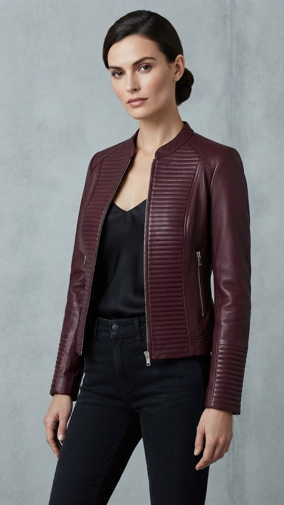 Chaqueta De Cuero Rojo Selected Mujer 7841