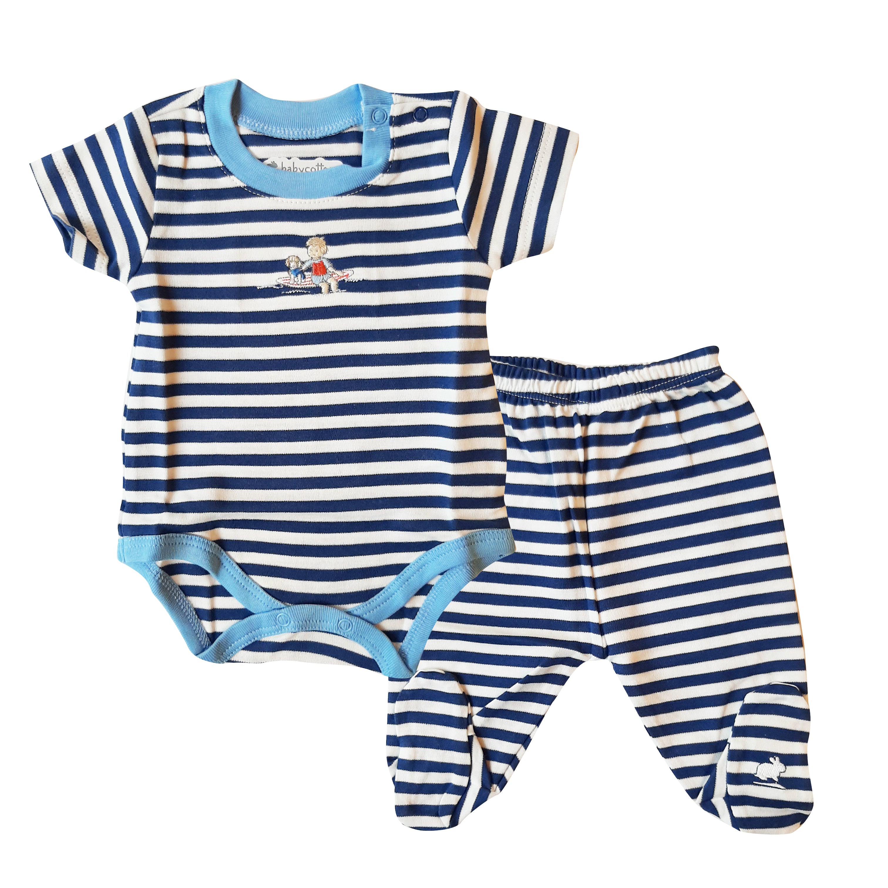 Set Babycottons Smart Hawaii Ray Body blanco Azul