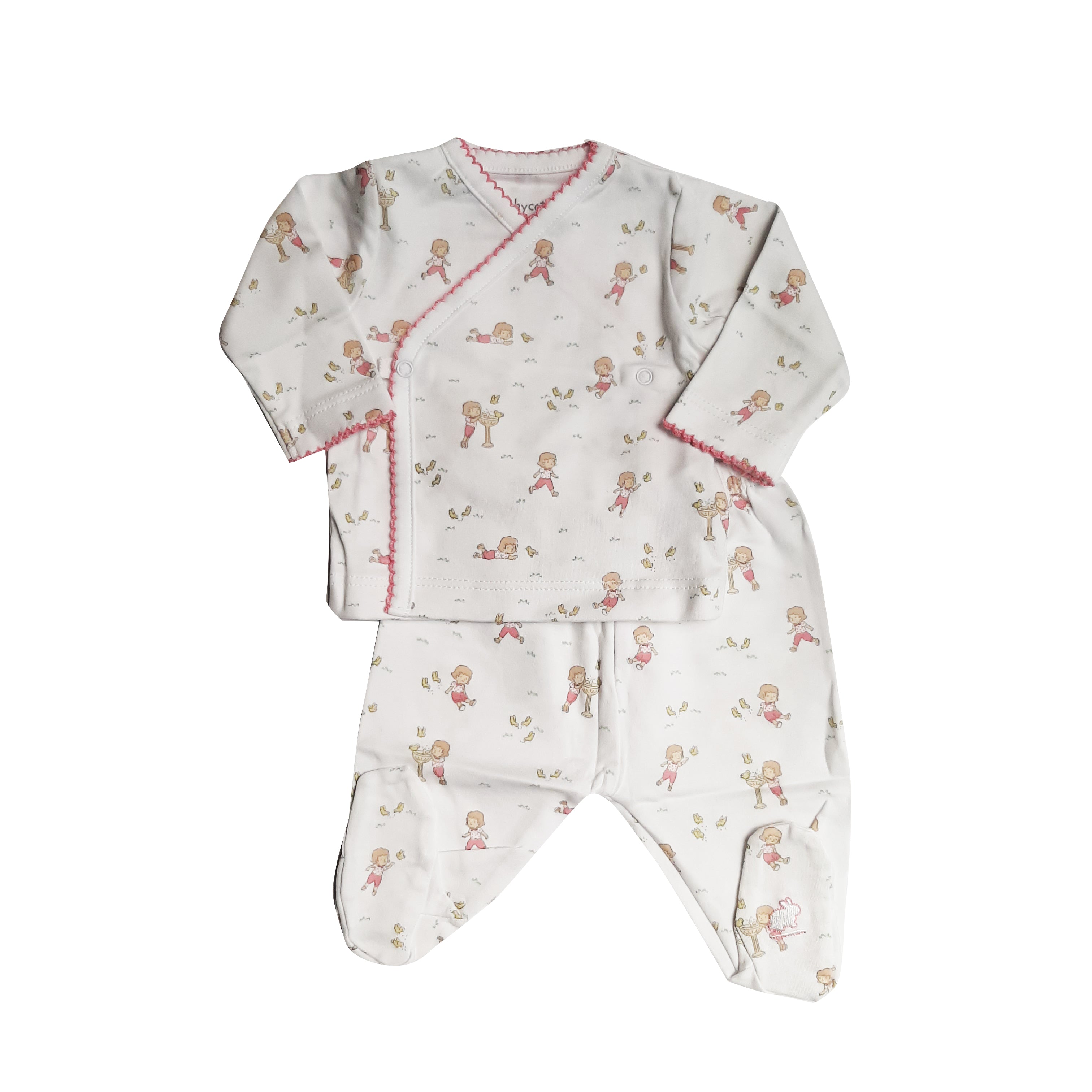 Set Babycottons At The Park Batita y Ranita C/pie Blanco Rosa