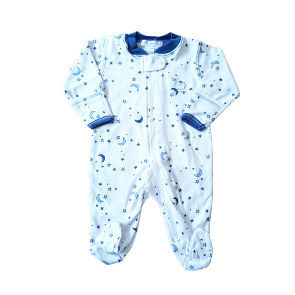 Enterito Babycottons Footie Zipper Magic Ml BCO/AZUL