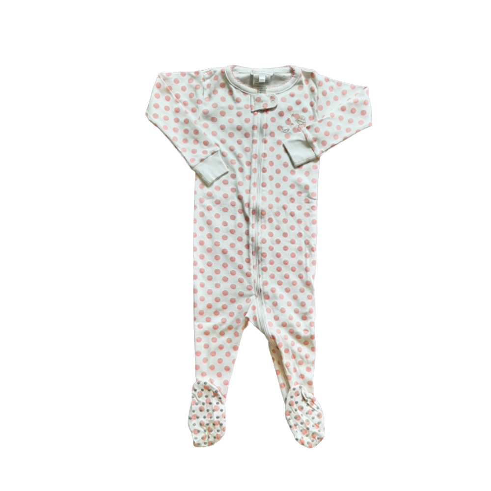Enterito Babycottons Footie Zipper Pond ML Blanco/Rosa