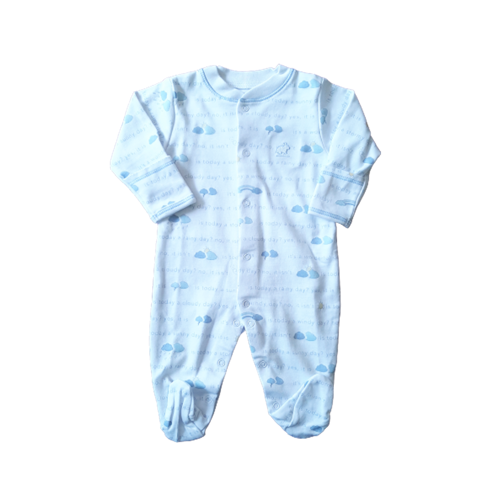 Enterito Babycottons Beautiful Day Footie Bco/Azul