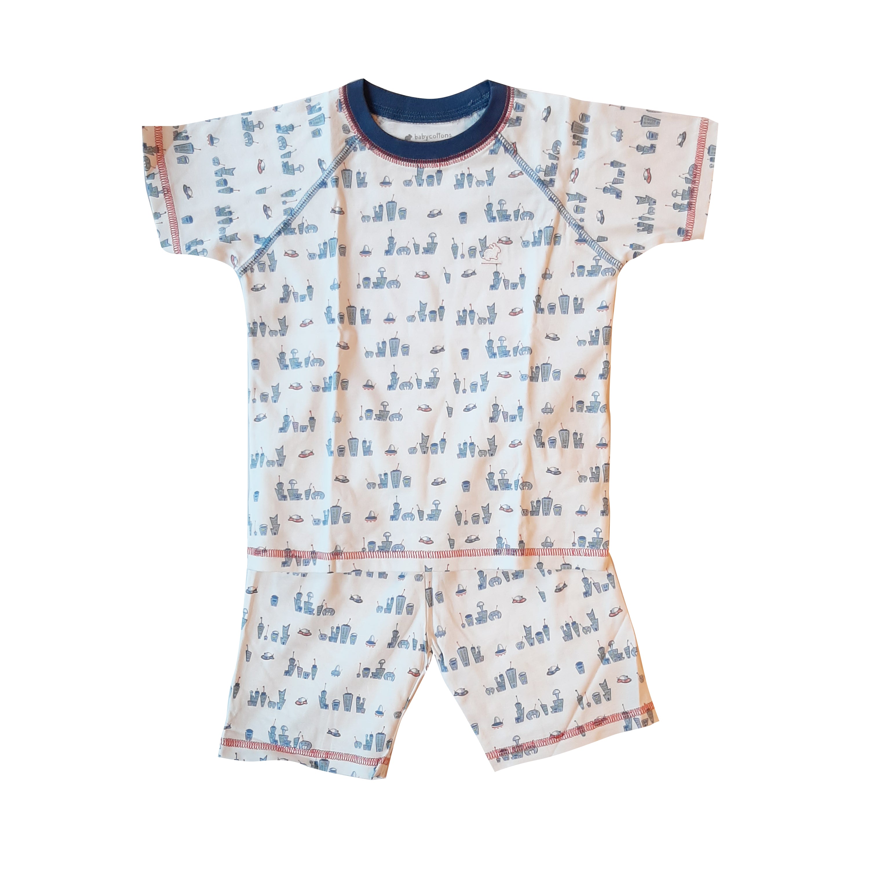 Set Future City Short Sleep Blanco Azul