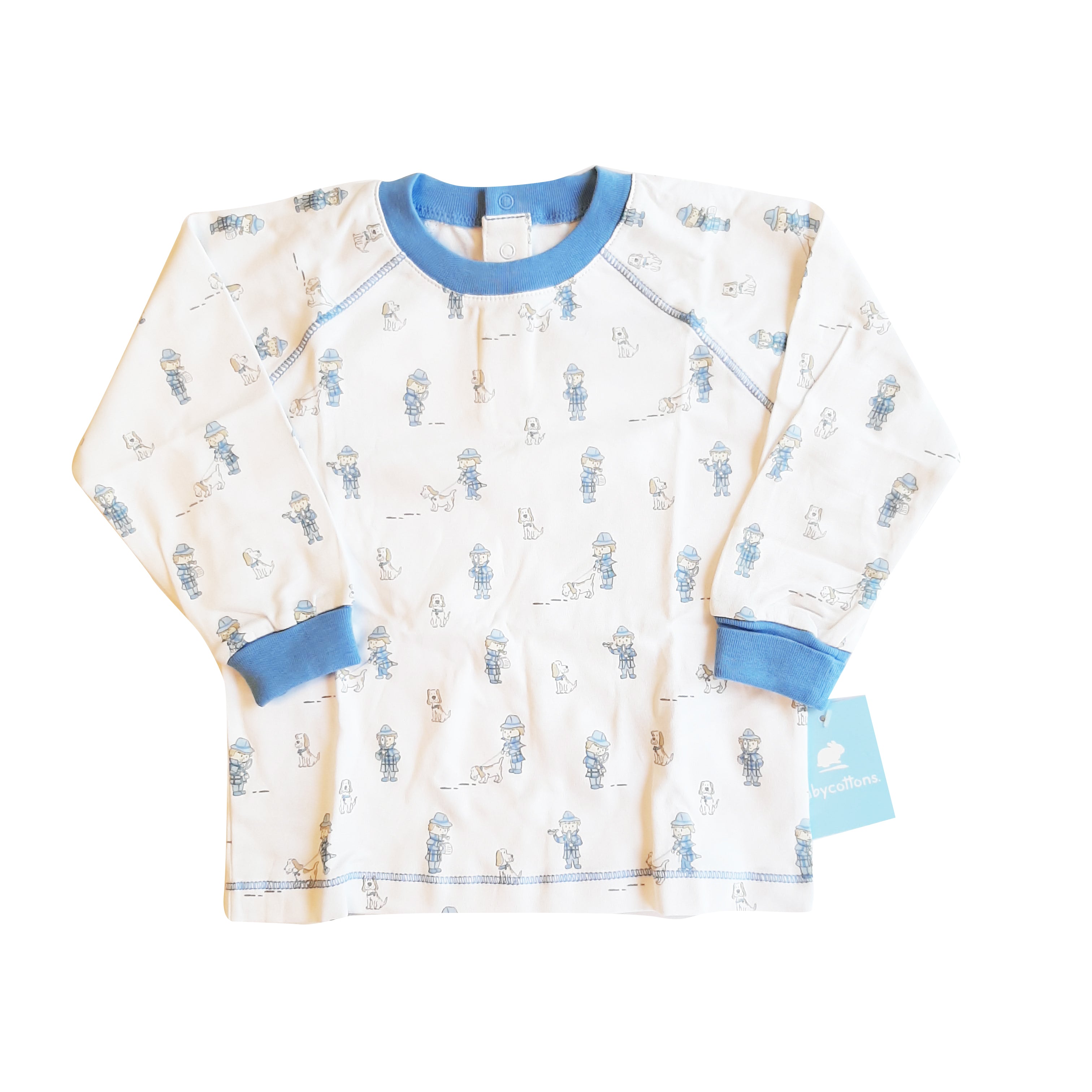 Pijama Babycottons Detective Blanco Azul