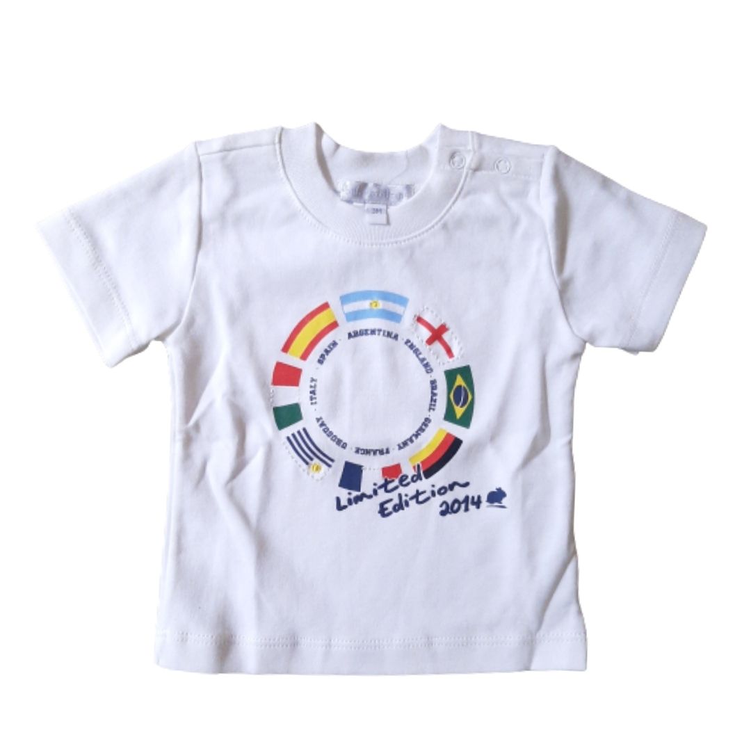 Polera Babycottons Football T-Shirt MC Blanco