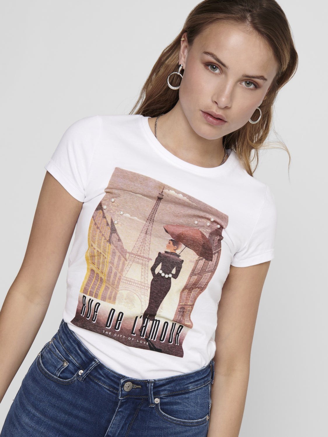 Top Onlcindy Fit S/S Rue/Lake Estampado Rue