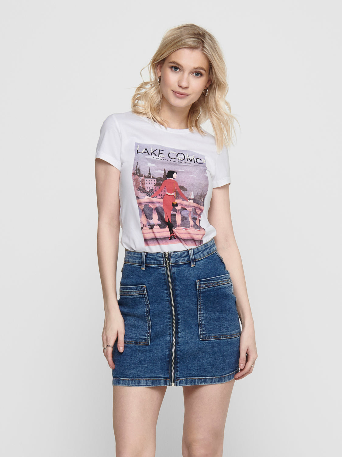Top Onlcindy Fit S/S Rue/Lake Estampado Lake
