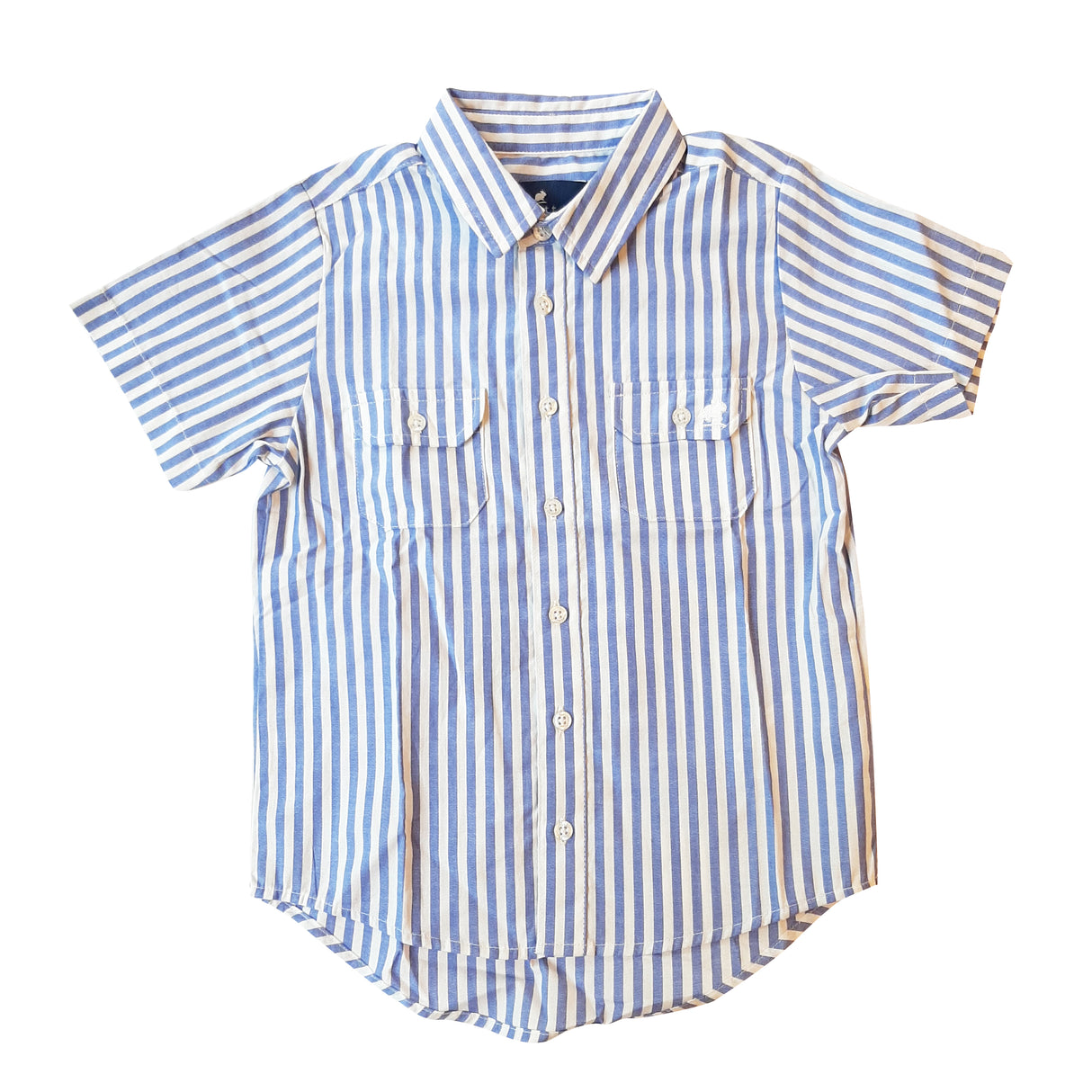 Camisa Rayada MC Blanco Azulino