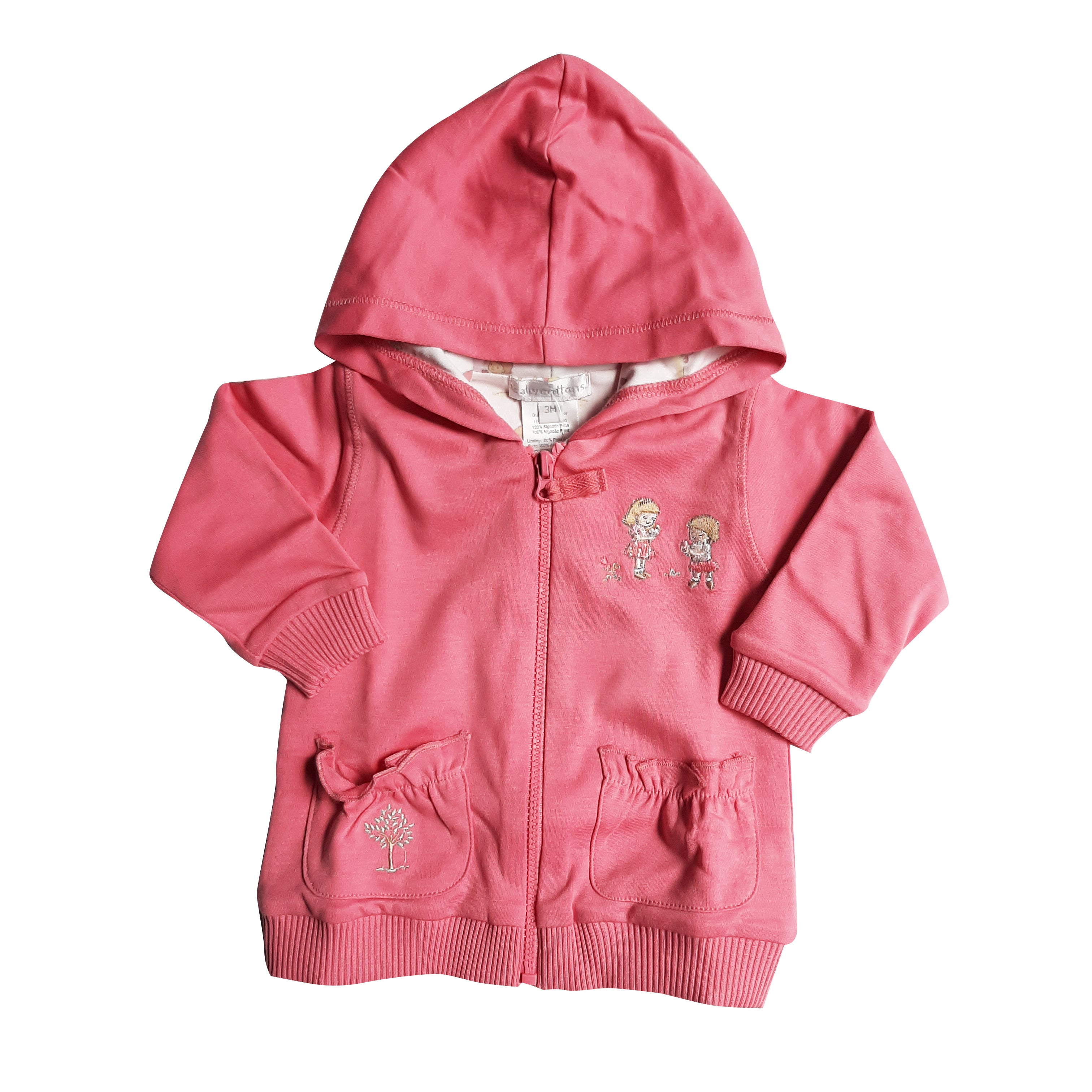 Cardigan Babycottons C/Cap Forrado At The Park Bord Rosa