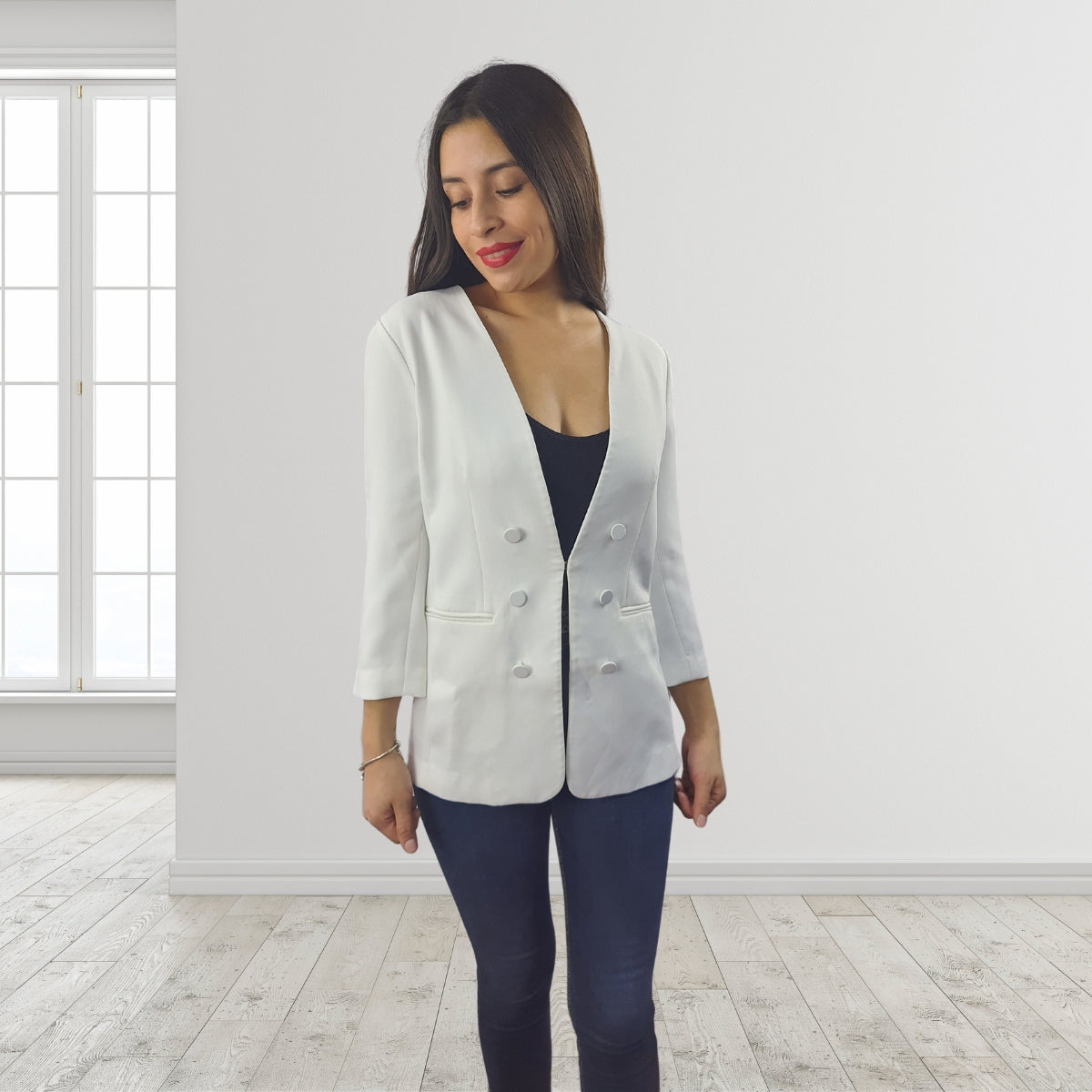 Blazer Vero Moda Blanco Style AILSA 3/4 BLAZER(VMC-NC)