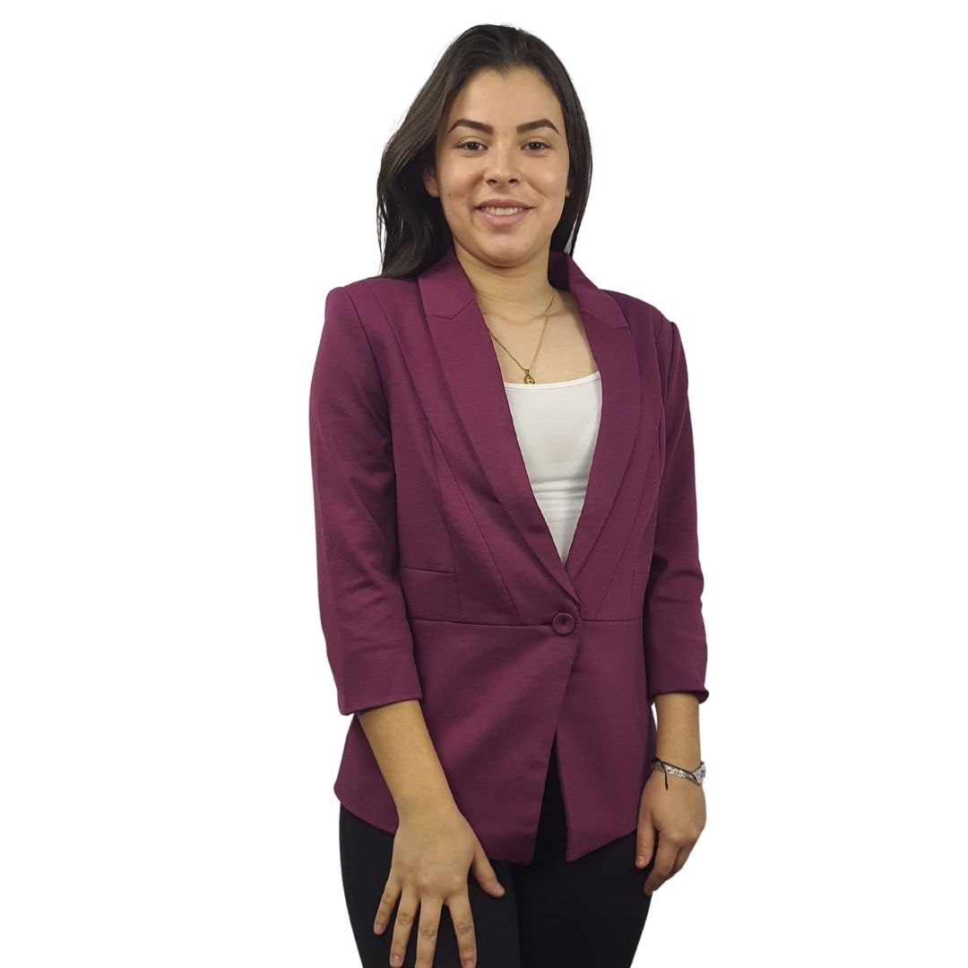 Blazer Vero Moda Morado Style RETAIL ASHLEY SOLID 3/4 BLAZER(VMC-BN)