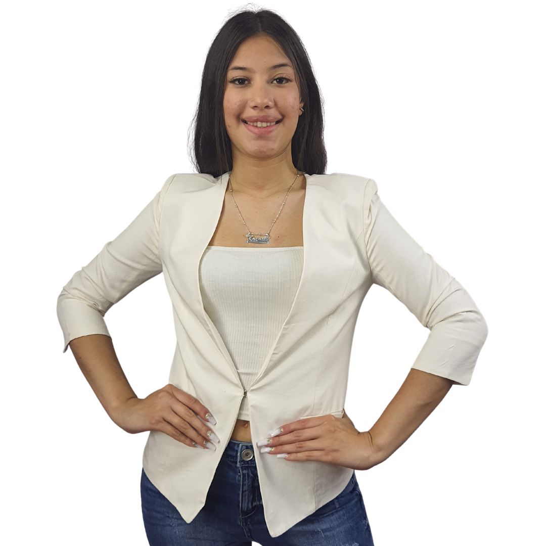Blazer Vero Moda Blanco Style WOODROW 3/4 BLAZER(TP)