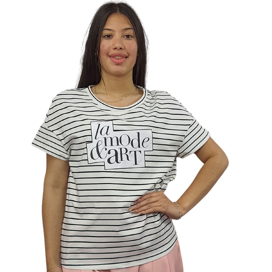 Polera Vero Moda Blanco y Negro Style JULIE S/S TOP(TP)