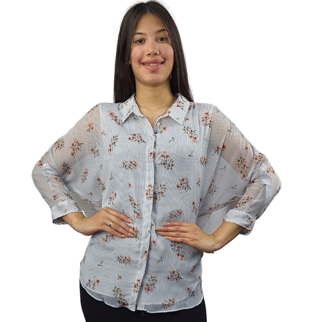 Blusa Vero Moda Azul Claro Style ARTHURIN 3/4 SHIRT(NN)
