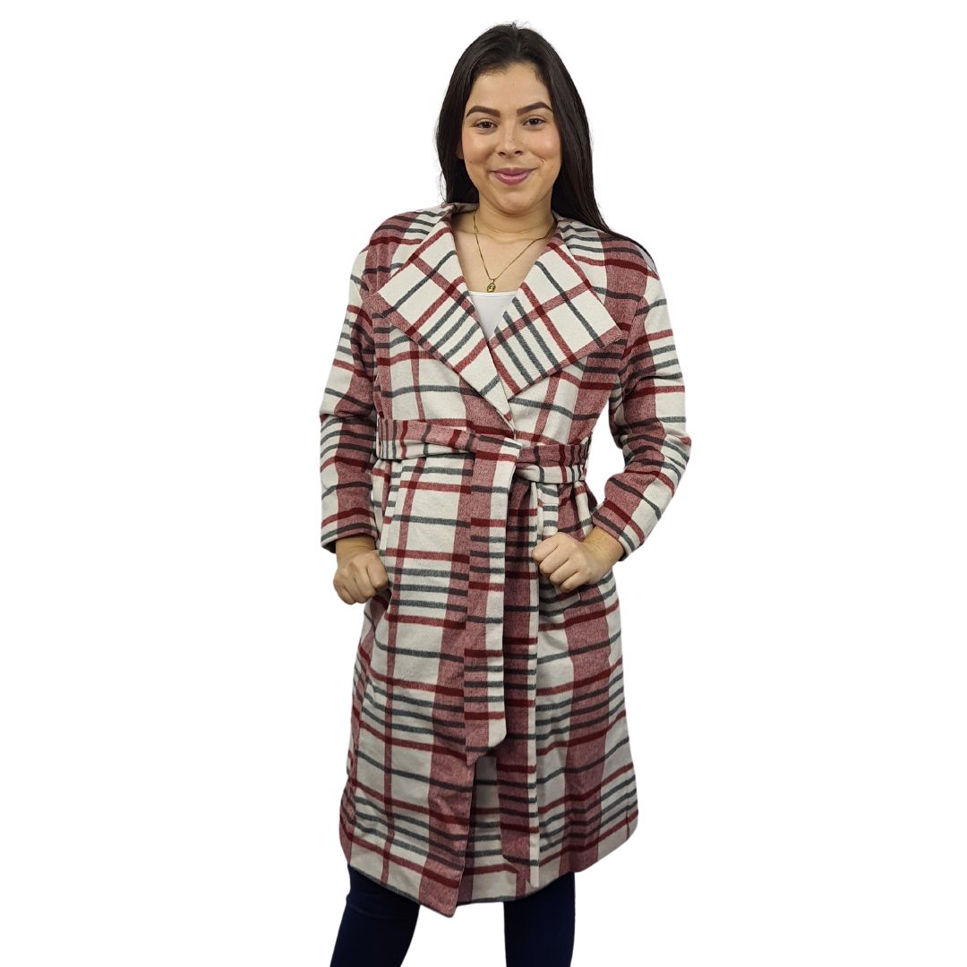 Blazer Vero Moda Burdeo y Blanco Style CRYSTAL L/S COAT(EL)