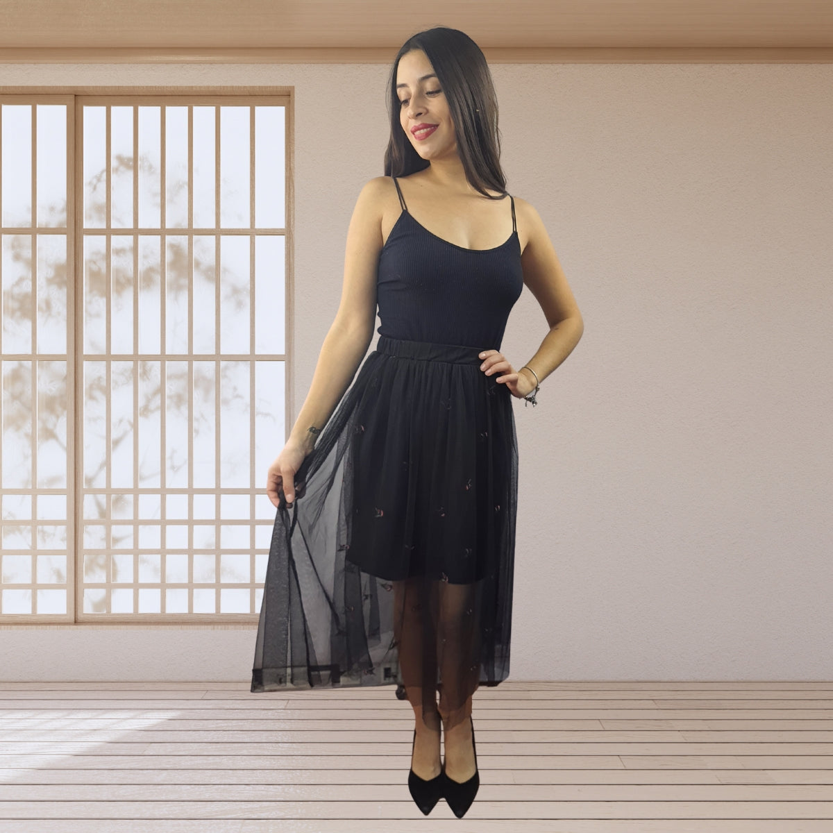Falda Vero Moda Negro Style IRENE JERSEY SKIRT(NN)