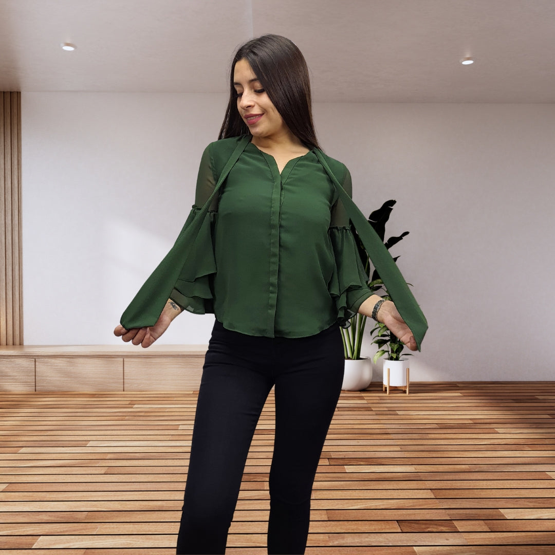 Blusa Vero Moda Verde Style CATHY 3/4 SHIRT(VMC-BJ)