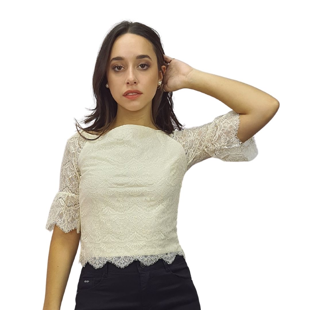 Blusa Vero moda Blanco Style REESE 1/2 JERSEY TOP(VMC-HH)