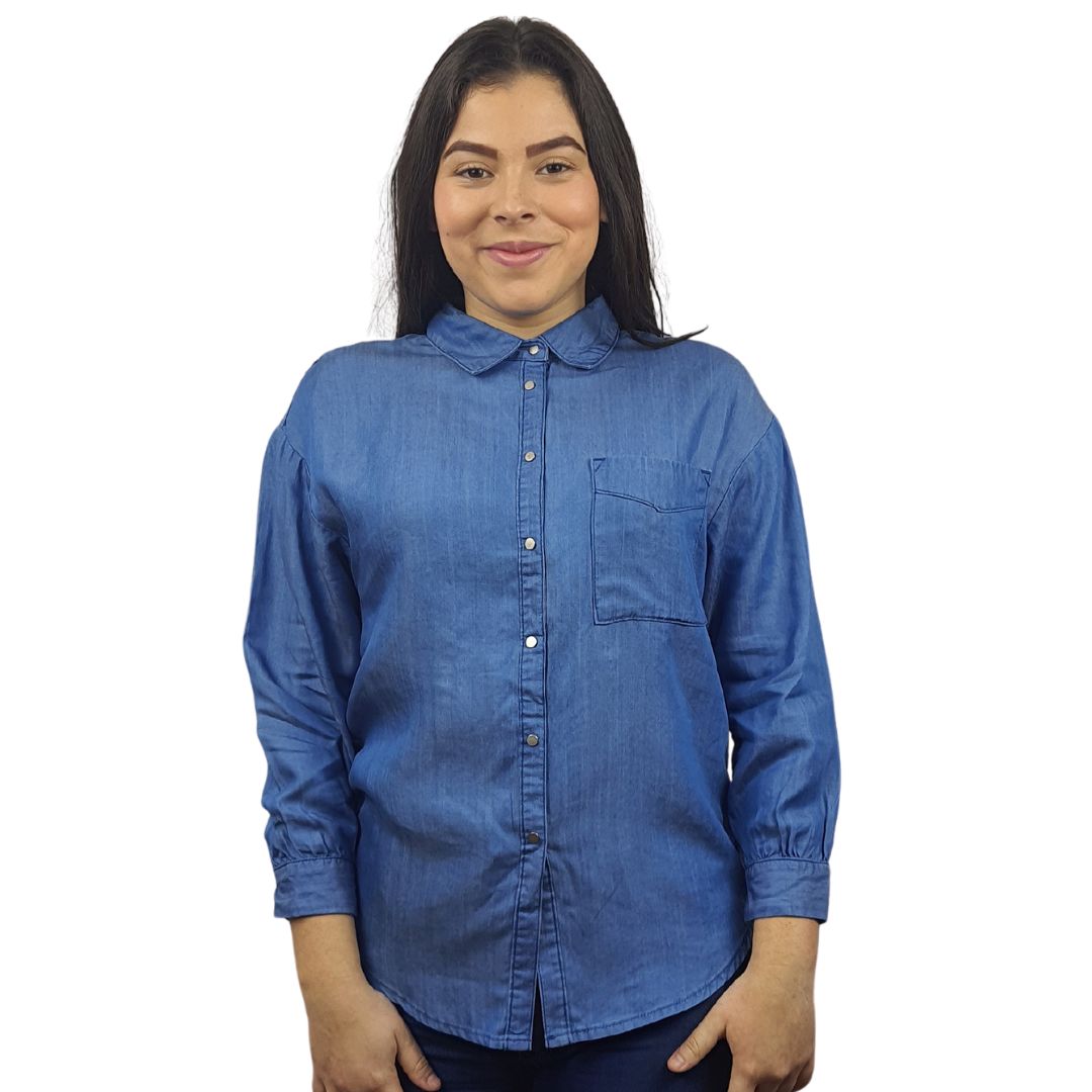 Camisa Vero Moda Azul Oscuro Style NOVEL 9/10 DENIM SHIRT(MW-EC-1)