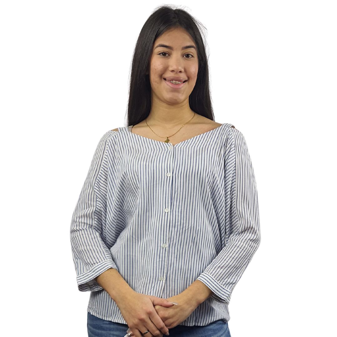 Blusa Vero Moda Blanco y Azul Style MADGE 3/4 SHIRT(SL)
