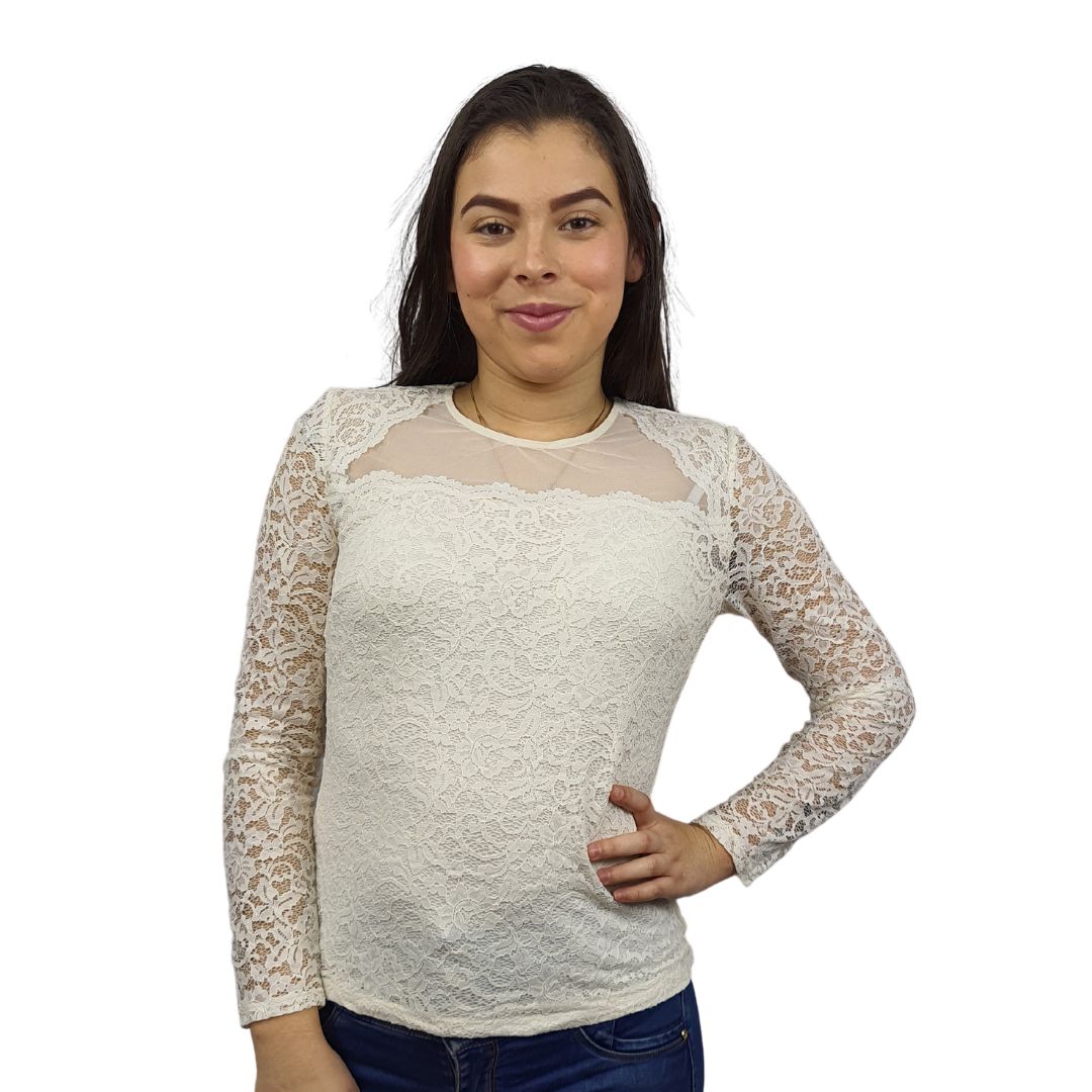 Blusa Vero Moda Beige Style LAUR L/S TOP(BT)