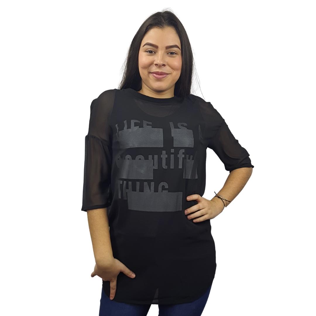 Blusa Vero Moda Negro Style HEARTPULP 3/4 TOP SET(PM-EC-2)