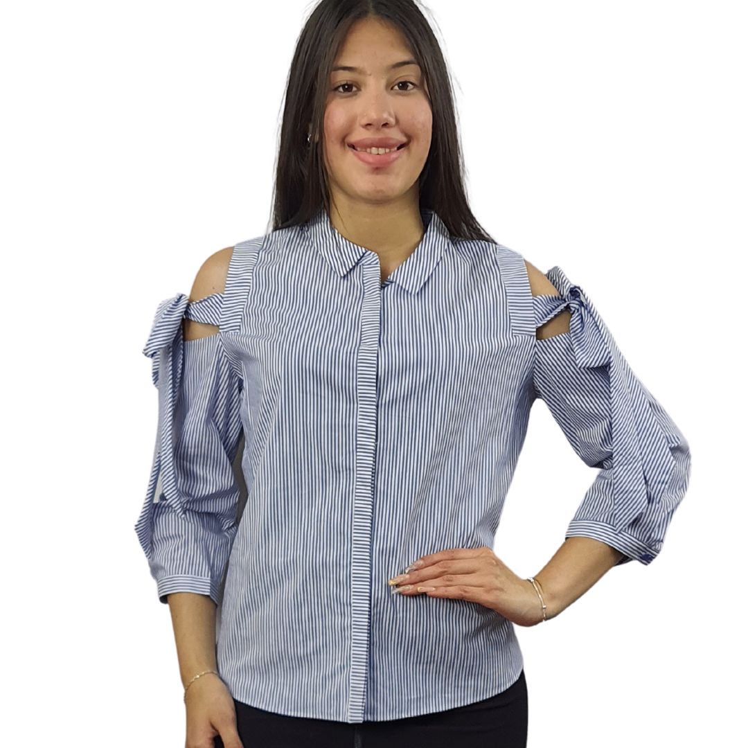 Blusa Vero Moda Azul Style BOW 3/4 SHIRT(NC)
