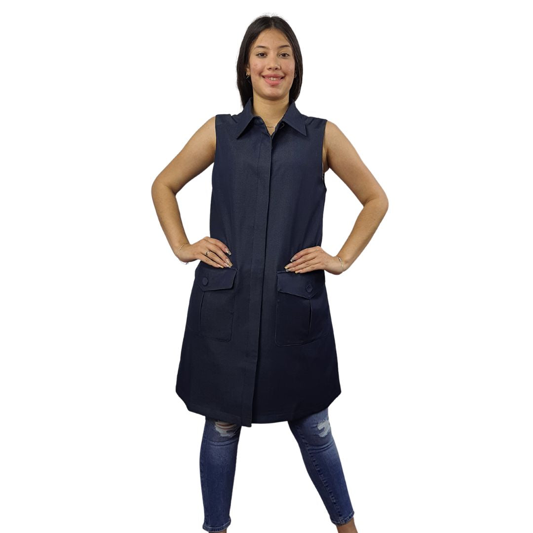 Tapado Vero Moda Azul Oscuro Style HEART DENIM DRESS(MW-CT-3)