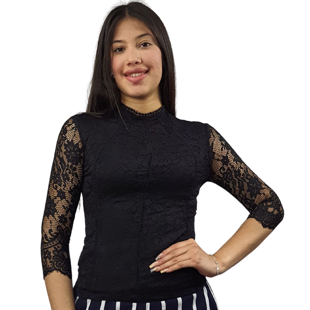 Top Vero Moda Negro Style CRYSTAL 3/4 JERSEY TOP(VMC-NN)