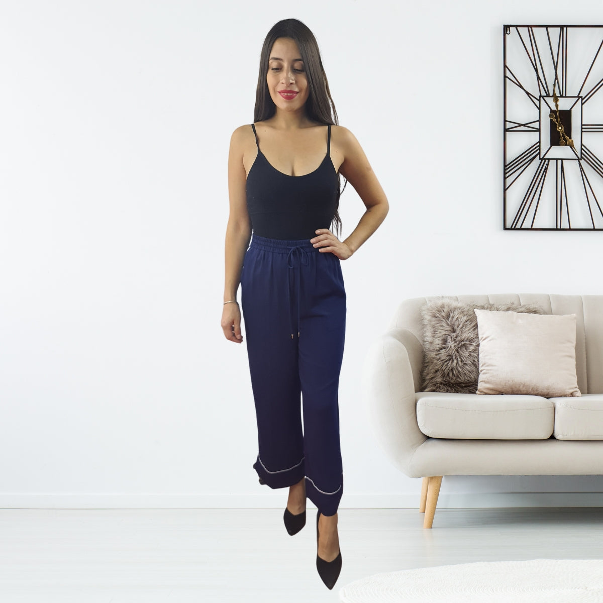 Pantalon Vero Moda Azul Oscuro Style BEA 9/10 LOOSE PANTS(MM)