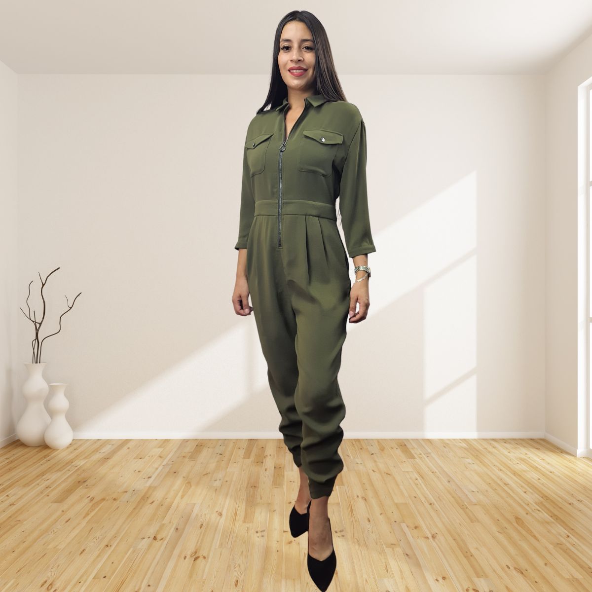 Entero Vero Moda Verde Style HONEYMOON ZIPPER CARROT CATSUIT(NL)