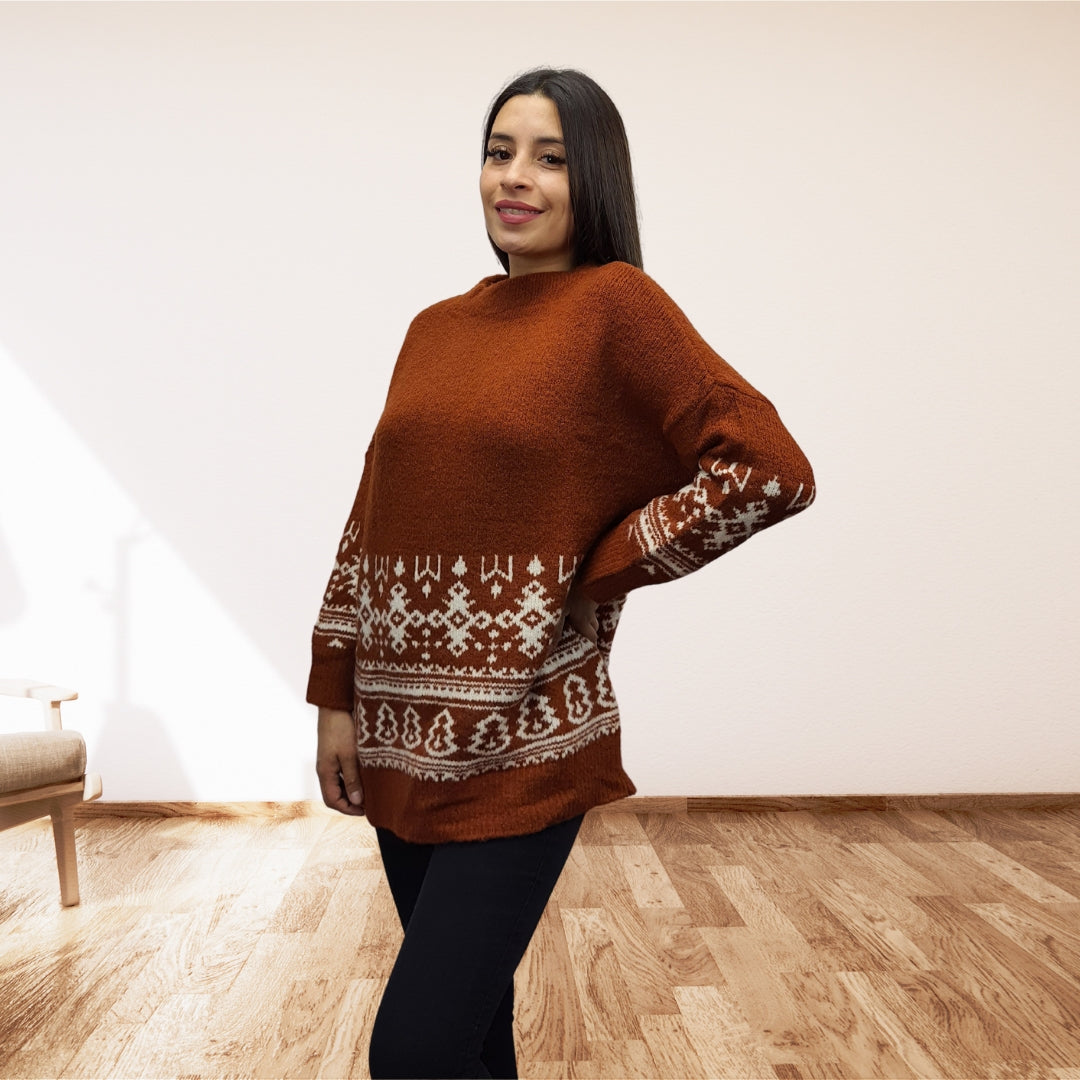 Sweater Vero Moda Marron Style LENA L/S KNIT(BN-EC-2)
