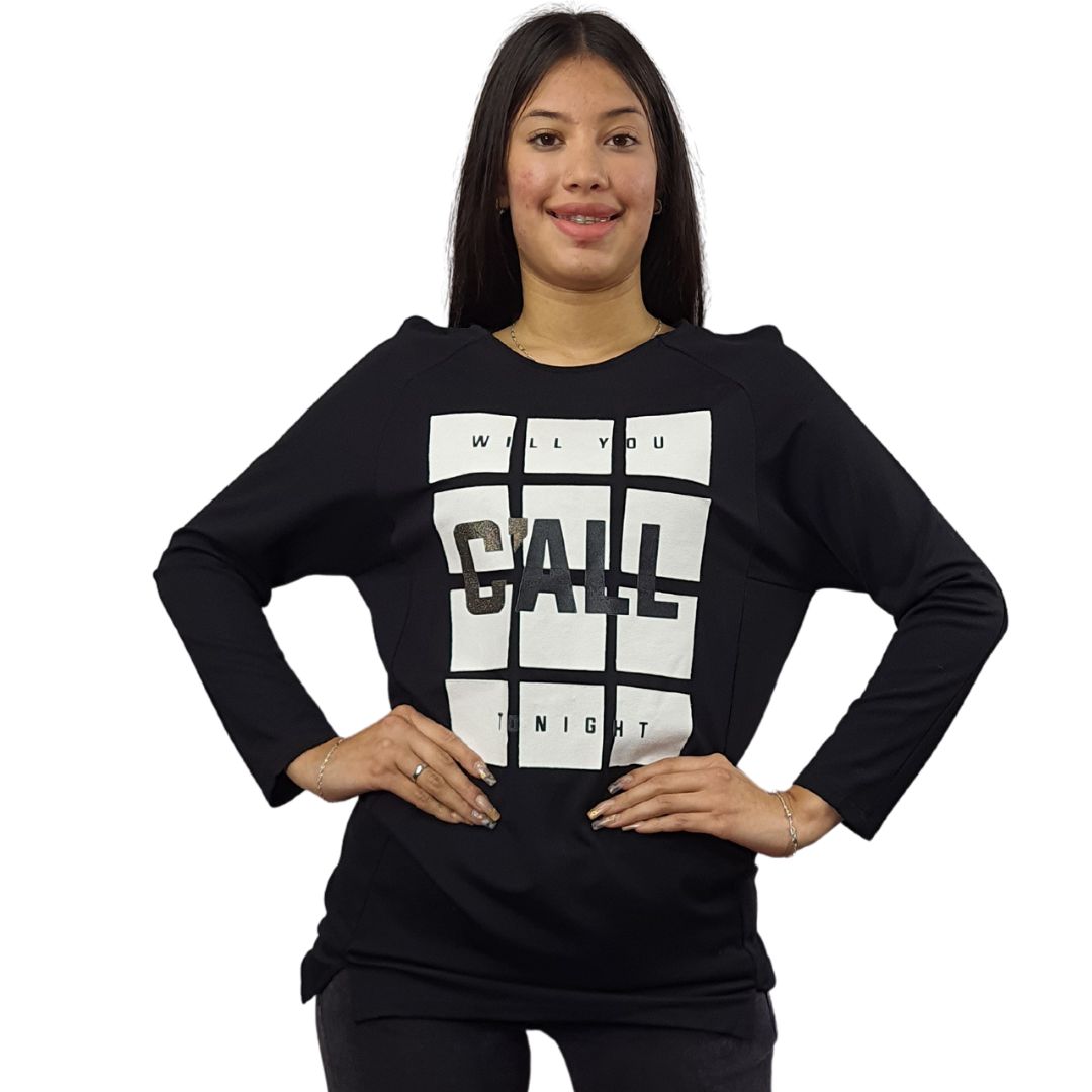 Blusa Vero Moda Negro Style CADIA L/S TOP(UM)