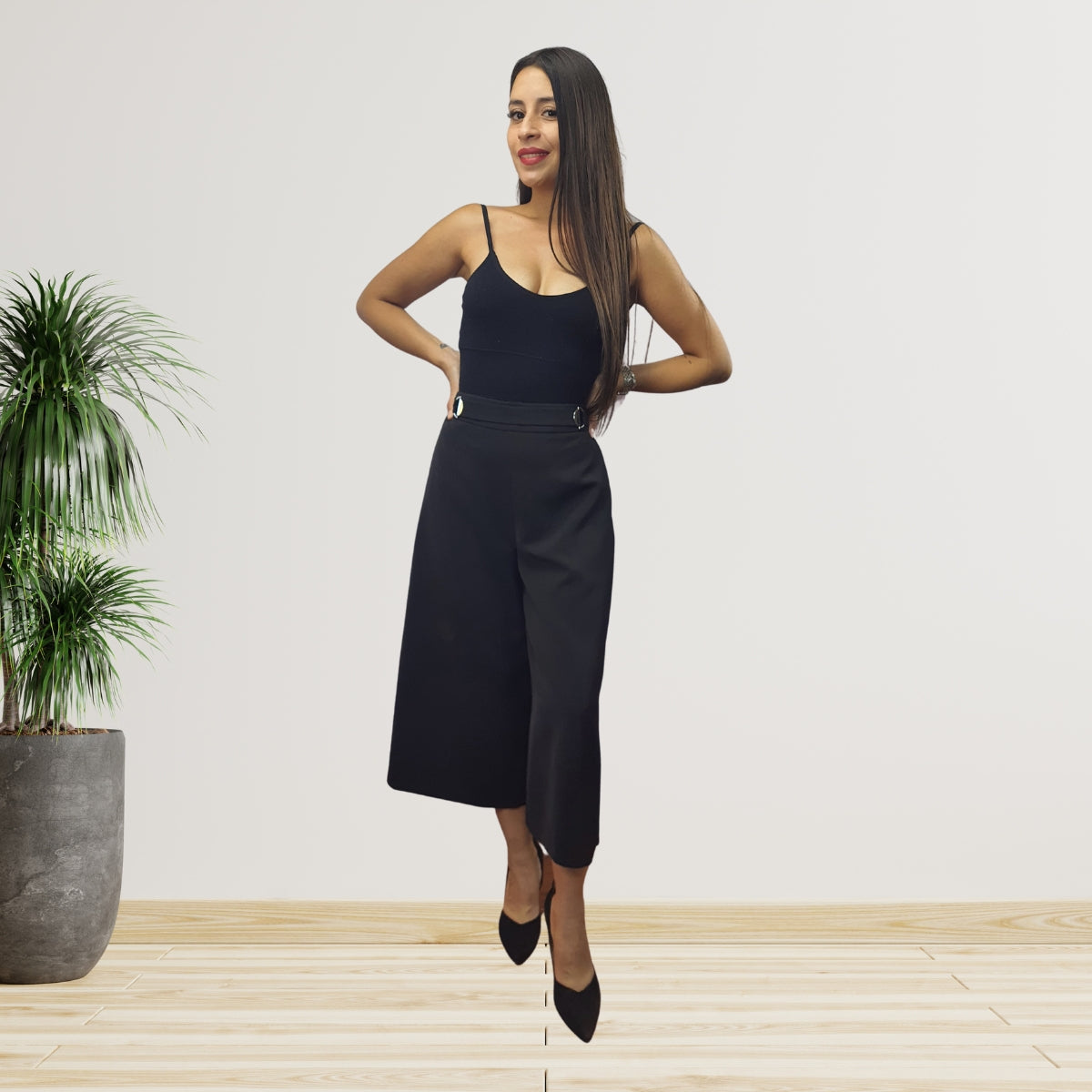 Pantalon Vero Moda Negro Style FREEDOM 7/8 WIDE PANTS(NC)