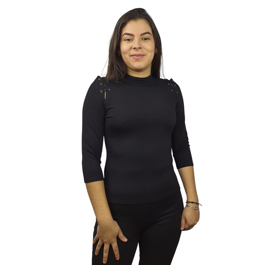 Blusa Vero Moda Negro Style LAURA 3/4 TOP(MM)