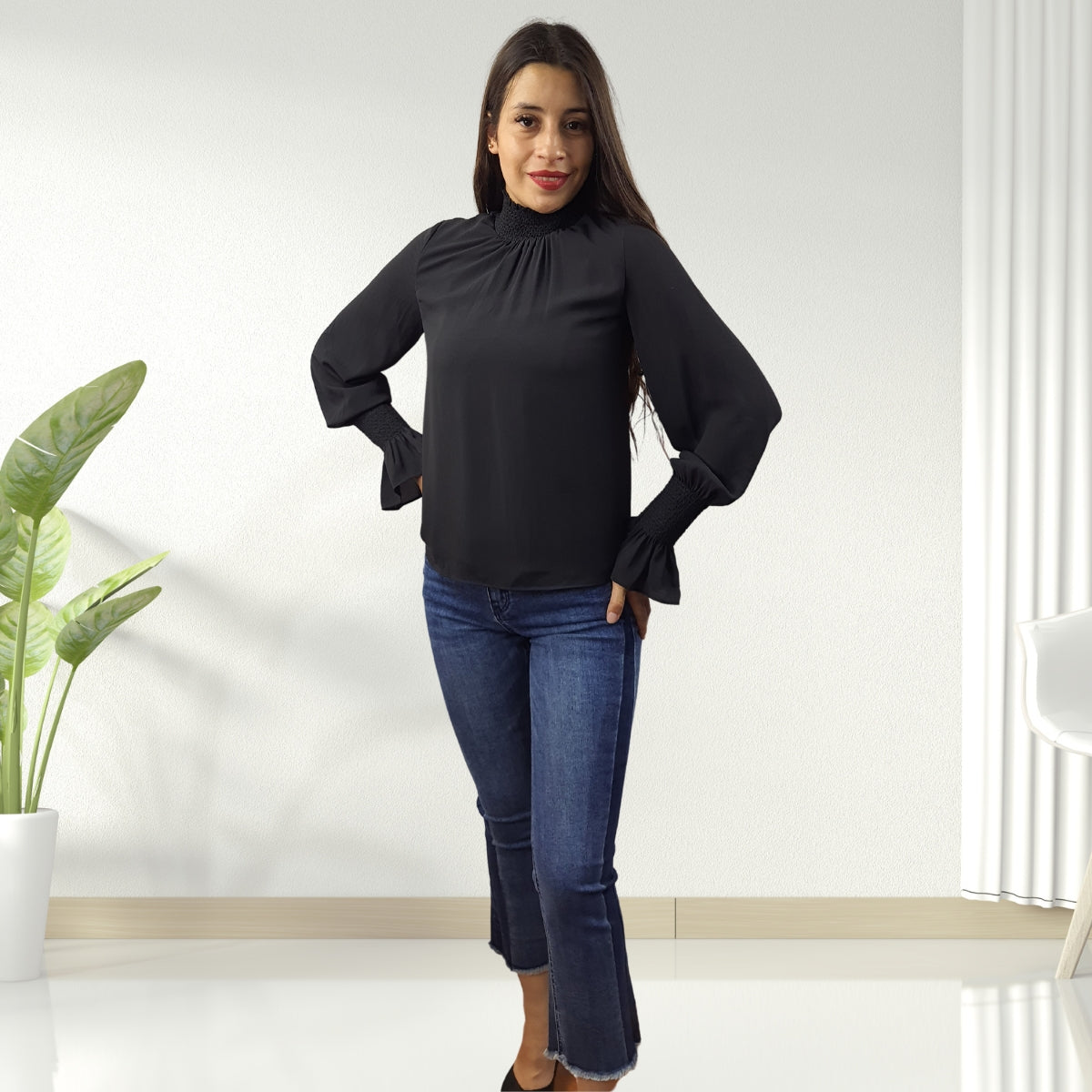 Blusa Vero Moda Negro Style MIRANDA L/S WOVEN TOP(VMC-NC)