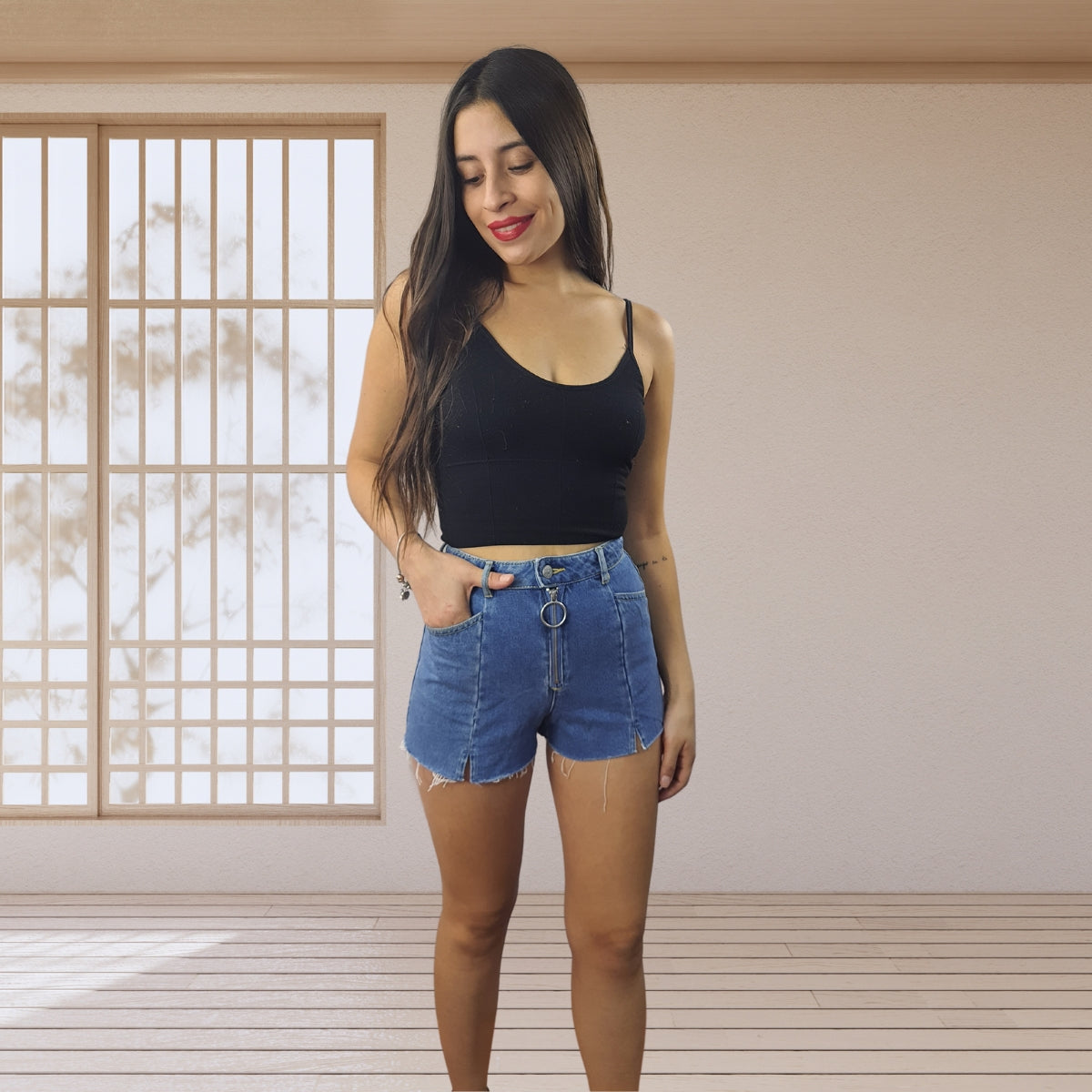 Short Vero Moda Azul Claro Style PEG HW DENIM SHORTS(FL)