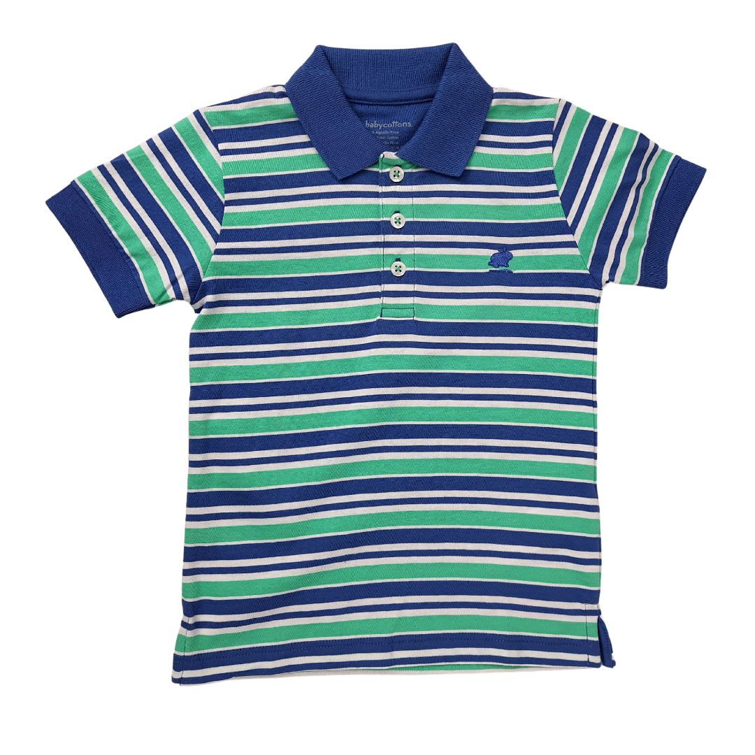 Remera Babycottons C/Polo Hawaii Ray Mc Azul/Verde